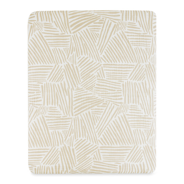 babyletto Oat Stripe Muslin AllStages Midi Crib Sheet in GOTS